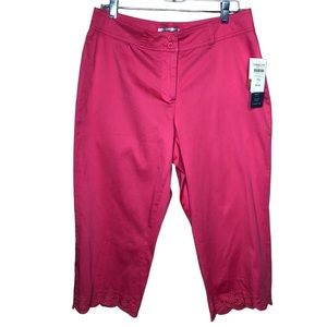 NEW Coldwater Creek Ivy Eyelet Crop Pants 10 Petite Pink Stretch NWT